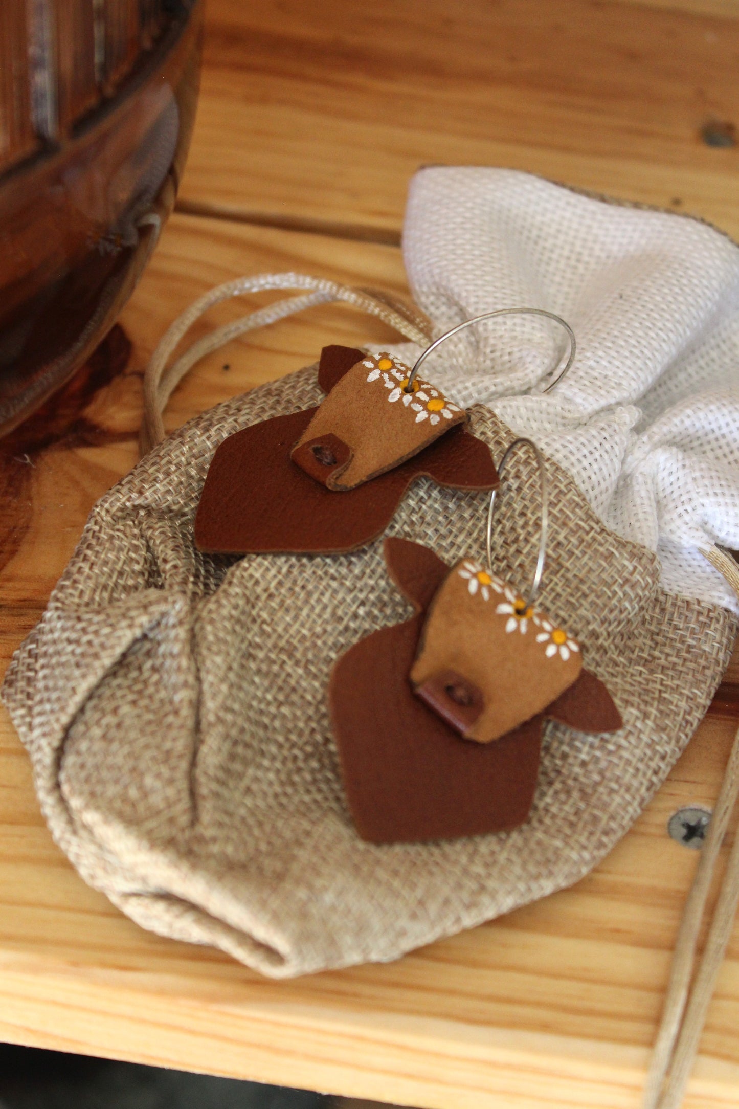 Leather Cow Earrings